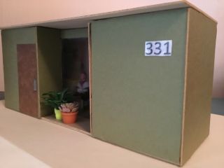 Dollhouse Roombox - Eichler Mid Century Architecture House - w/Vintage Blue Box,  Marx 5