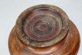A RARE PILGRIM PERIOD 17TH C AMERICAN TURNED CENTER BOWL TAZZA IN OLD SURFACE 6