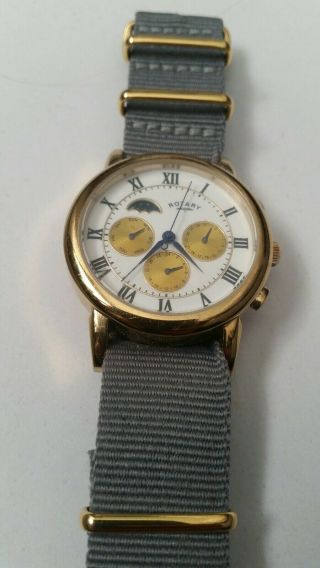 Rotary ' Moonphase ' Gents Multi Function Automatic,  Gold Plated Rare Watch 4