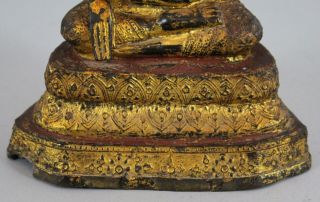 Antique 19thC Rattanakosin Kingdom Siam Thai Gold Gilt Bronze Buddha,  NR 4