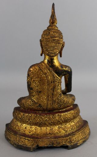 Antique 19thC Rattanakosin Kingdom Siam Thai Gold Gilt Bronze Buddha,  NR 7