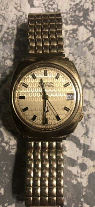 Vintage Bulova Accutron Mens Watch 14kt Gold Case
