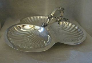 Vtg Wallace Baroque 3 - Part Silverplated Relish/snack Tray