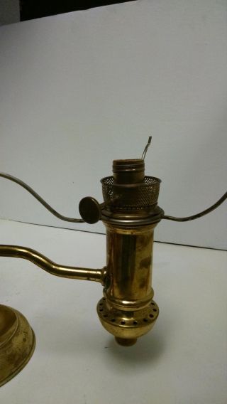Antique Lamp Manhattan Brass Co.  Student Oil Desk Lamp Electric Needs Shade 2