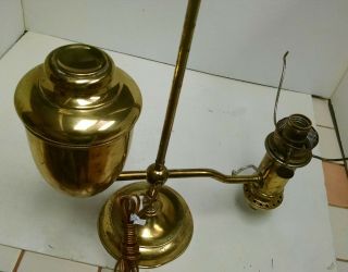 Antique Lamp Manhattan Brass Co.  Student Oil Desk Lamp Electric Needs Shade 4