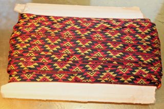 Antique 100 Yards Of Aztec Ribbon Red/black/yellow 5/8 " Wide