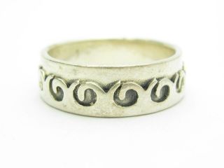 Sterling Silver.  925 Wave Design Wide Band Antique Finish Ring Size 11 Gift 2