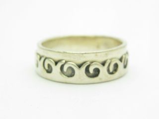 Sterling Silver.  925 Wave Design Wide Band Antique Finish Ring Size 11 Gift 3