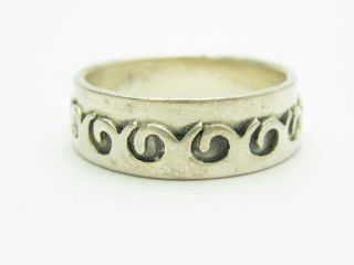 Sterling Silver.  925 Wave Design Wide Band Antique Finish Ring Size 11 Gift 5