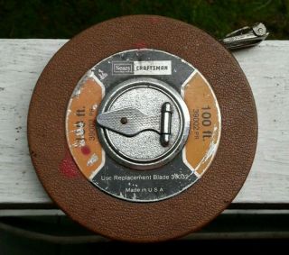 Vintage Antique Sears Craftsman 100 Ft Tape Measure 39002 Tool Ruler