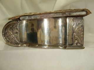 An Unusual Antique Heavily Silver Plated Book/Trinket Box with Wood & Cloth Lid 5