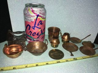 Vintage Miniature Dollhouse Pots Pans Misc Copper & Different Metals Misc