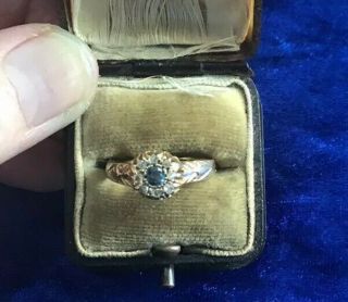 Antique Victorian 18ct Gold Gold Natural Mined Sapphire & Diamonds Ring Chester