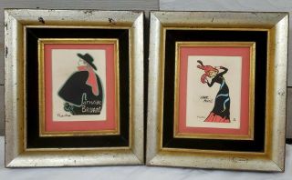 Vintage Jane Avril & Aristide Bryant Toulouse Lautrec Framed Prints