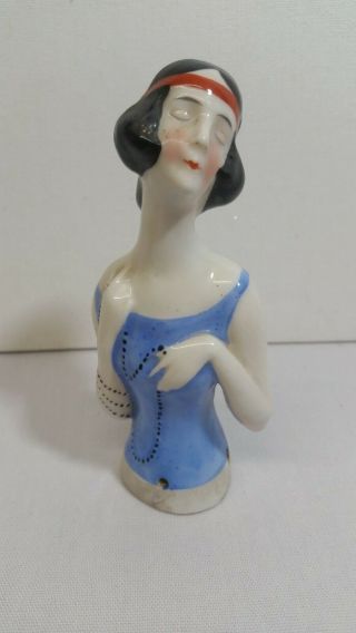 Vintage Half Doll Porcelain German Flapper Girl