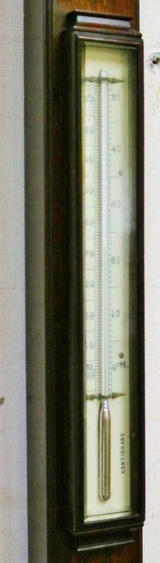 Antique English Solid Oak Stick Wall Barometer & Thermometer,  G.  Fleet Newcastle 2