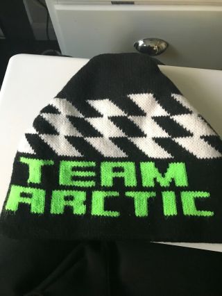 Arctic Cat Team Snowmobile Racing Green Black White Winter Knit Hat Beanie