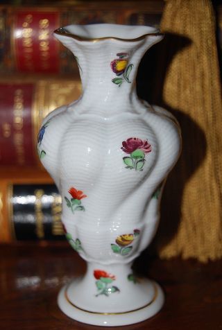 Rare Magnificent Nymphenburg Hand Painted Flowers On A Miniature Cabinet Vase 1
