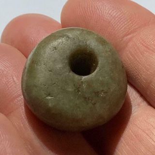 Pre Columbian Green Stone Jade Bead_13.  6 X 26.  7 X 26.  7mm_15.  2 Grams