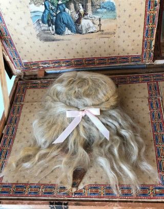 Antique German Light Blonde Mohair Doll Wig