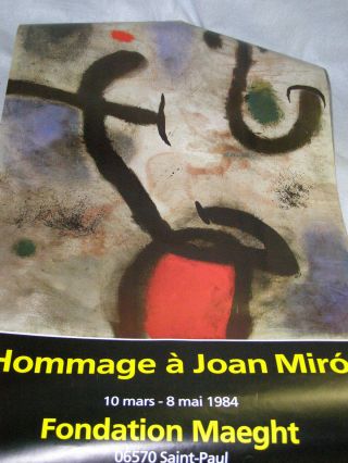 Vintage Hommage A Joan Miro Foundation Maeght Poster 18 " X 29 "