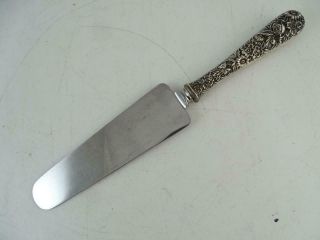 Antique Sterling Silver S.  Kirk & Son Stainless Steel Cake Knife Repousse 10 " L