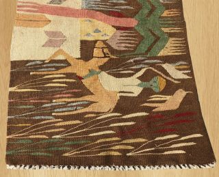 Authentic Hand Knotted Vintage Traditional Bulgaria Wool Kilim Area Rug 4 x 2 FT 4