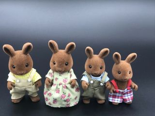 Calico Critters Sylvanian Families Wildwood Brown Rabbits Family Of Four Rare