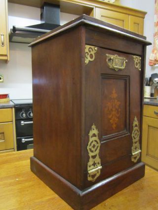 Old Antique Victorian Walnut Pendonium Cabinet with Brass Marquetry c1880 5
