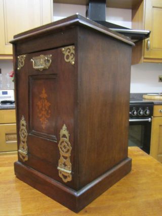 Old Antique Victorian Walnut Pendonium Cabinet with Brass Marquetry c1880 7