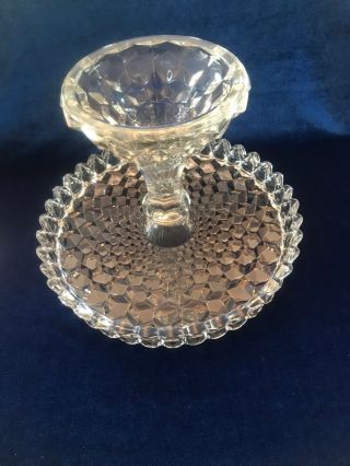 Vintage Heavy Brilliant Cut Glass Cake Stand Double Scalloped Rim High Standard 4