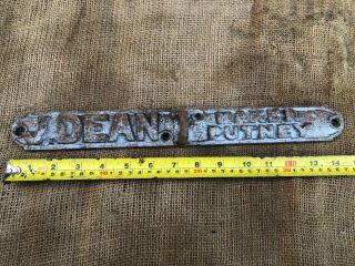 Vintage Cast Iron Name Plate Shop Sign Plaque J Dean Maker Putney