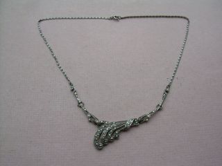 Antique Art Deco Silver Marcasite Necklace.