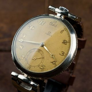 Omega old vintage watch antiques wristwatches swiss pocket movement leather 2