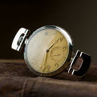 Omega old vintage watch antiques wristwatches swiss pocket movement leather 8