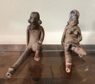 Pre - Columbian Mayan? Terracotta / Clay Smoking Pipes