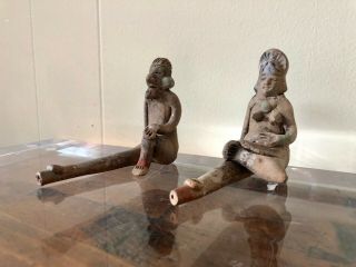 Pre - Columbian Mayan? Terracotta / Clay Smoking Pipes 2