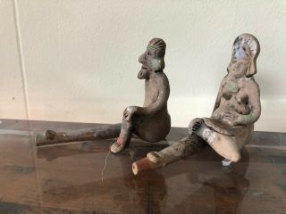 Pre - Columbian Mayan? Terracotta / Clay Smoking Pipes 3