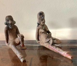 Pre - Columbian Mayan? Terracotta / Clay Smoking Pipes 5