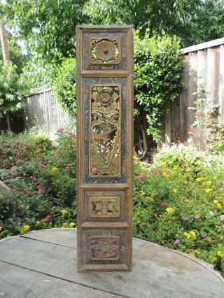 943.  Antique Carved Gold Gilt Wood Panel W/ Flower And Bird
