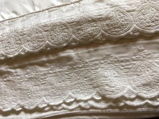 White Cotton Pillowcases With A Broderie Anglaise Trim To The Opening Sides