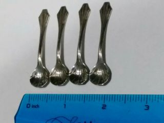 Set of 4 Vintage Sterling Silver Salt Spoons 2