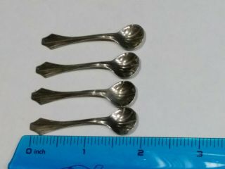 Set of 4 Vintage Sterling Silver Salt Spoons 4