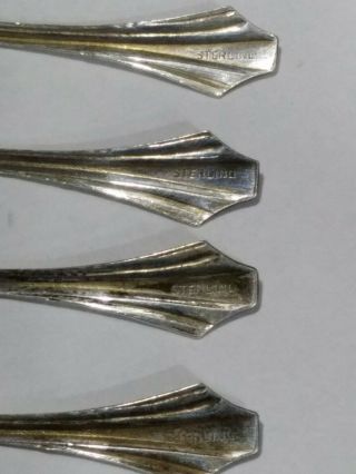 Set of 4 Vintage Sterling Silver Salt Spoons 8