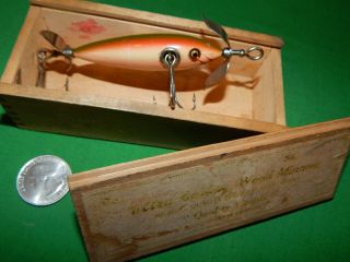 Pflueger Neverfail in pre - 1910 Ultra Casting Wood Minnow trade box Shapleigh Hdw 11