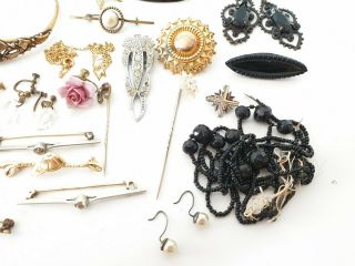 Antique & Old Vintage Jewellery Necklaces Brooches Pin Earrings Car Boot Joblot 8