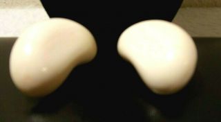 Rare Antique Vintage Ivory Kidney Shaped Earrings Carved Bone