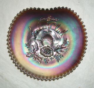 Antique Northwood Amethyst Carnival Glass Jockey Club Perfume Handgrip Plate
