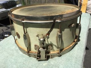 Antique Vintage Slingerland Radio King Snare Drum Satin Pearl Cracked Ice Color