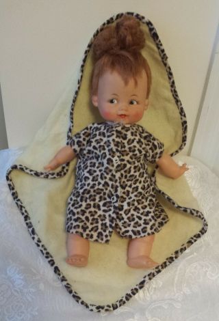 Vintage 1963 Pebbles Flintstone Baby Doll W/ Dress & Blanket 14 ",  Ideal Fs - 14